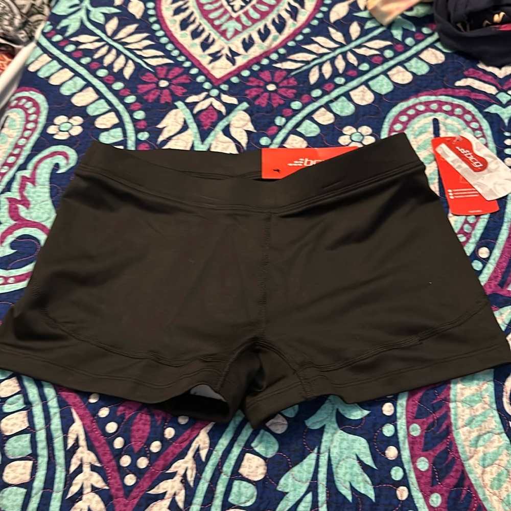 BCG WOMENS WIDE WAISTBAND VOLLEYBALL SHORTS BLACK